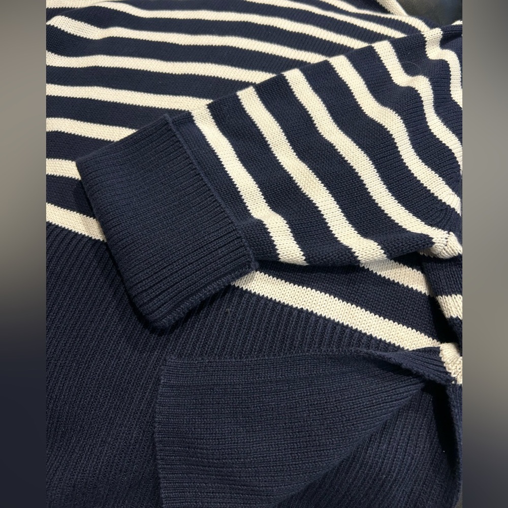 GAP Navy and Cream Striped Turtleneck Sweater - Picture 3 of 7